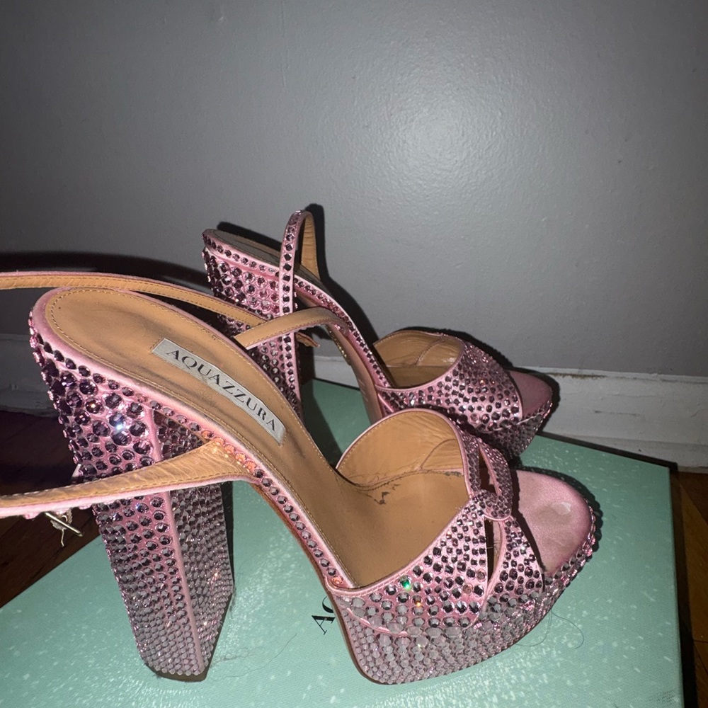 Aquazzura Pink Embellished Women's Heels - Picture 2 of 6